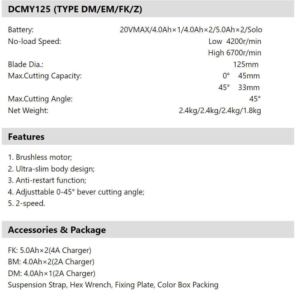 DCMY125 Details
