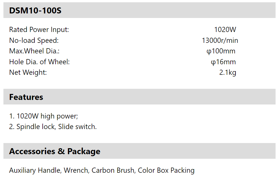 DSM10-100S Details